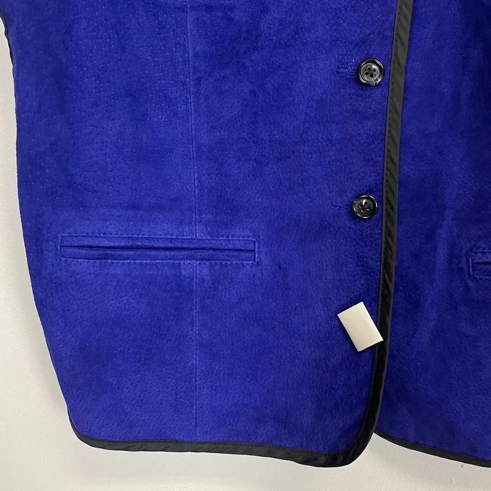 NWT Diane Von Furstenberg Leather Vest Womens Medium Blue the Color Authority